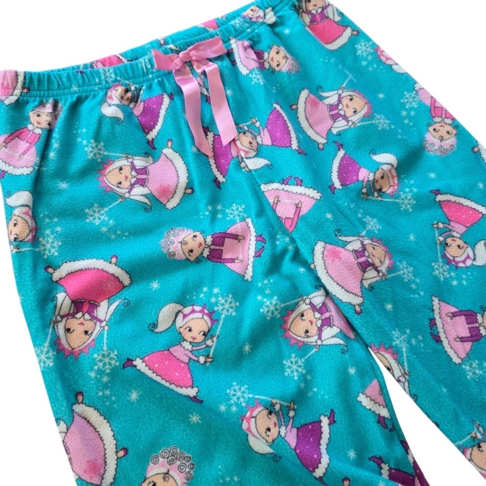 Dollie & Me Pajama Set Kids Size 14 Teal Blue Pink Doll Snowflake Fleece Cozy - Picture 4 of 13